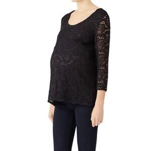 Rosie Pope Becca Black Lace Keyhole Neck Maternity Top Size XS